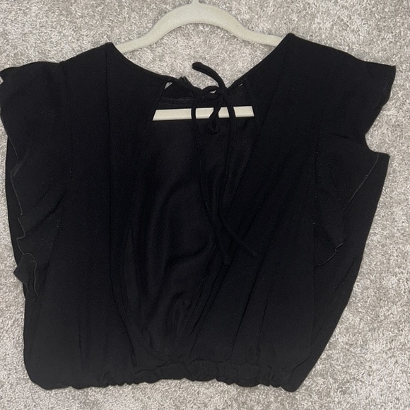 Aritzia Wilfred Black Flutter Sleeve Tie Open Back Romper - Picture 4 of 4